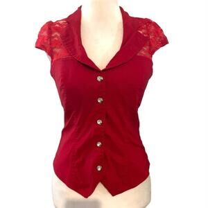Lydia Y2K Red Corset Style Button Up Shirt Large